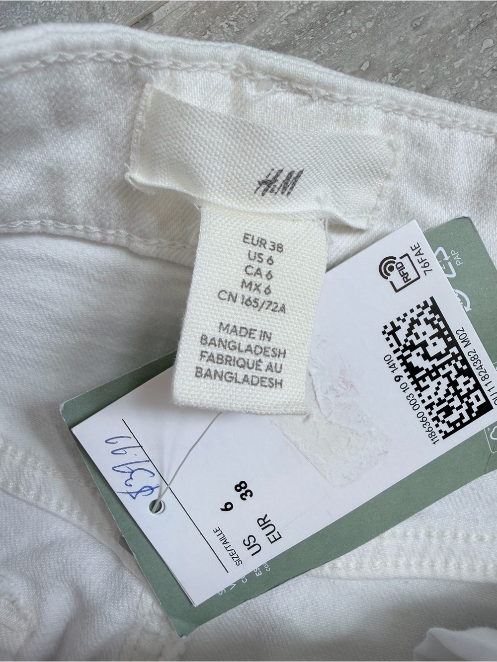H&M White Denim Maxi Skirt Women’s US 6 High Rise Back Slit NWT Cotton - Picture 7 of 10
